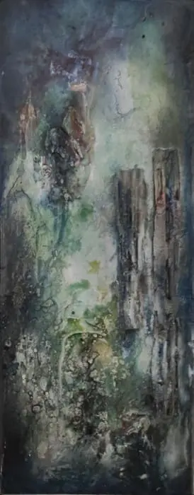 L'artiste peintre Cathy Le Carre est l'auteur de cette peinture "Fusion de Matière"