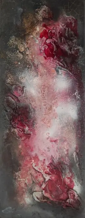 L'artiste peintre Cathy Le Carre est l'auteur de cette peinture "Rouge Rubis"