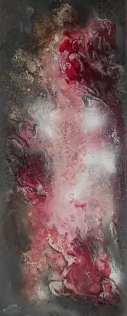 L'artiste peintre Cathy Le Carre est l'auteur de cette peinture "Rouge Rubis"